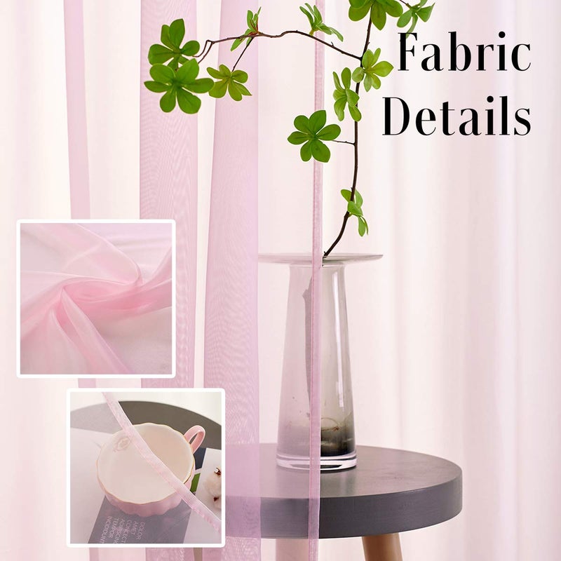 TOAVA DECO Christmas Christmas Pink Sheer Voile Curtains Translucent Solid Color Window Treatment 84 Inches Long Panels Rod Pocket Baby Pink Sheers for Bedroom Girls 2 Panels Set 52x84 - Image 3